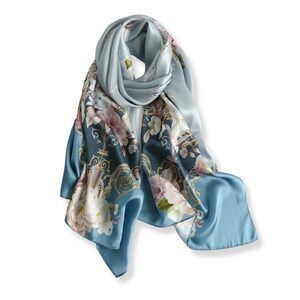 5275 100% Mulberry Silk Long Scarf Wrap- Lightweight Large Shawl